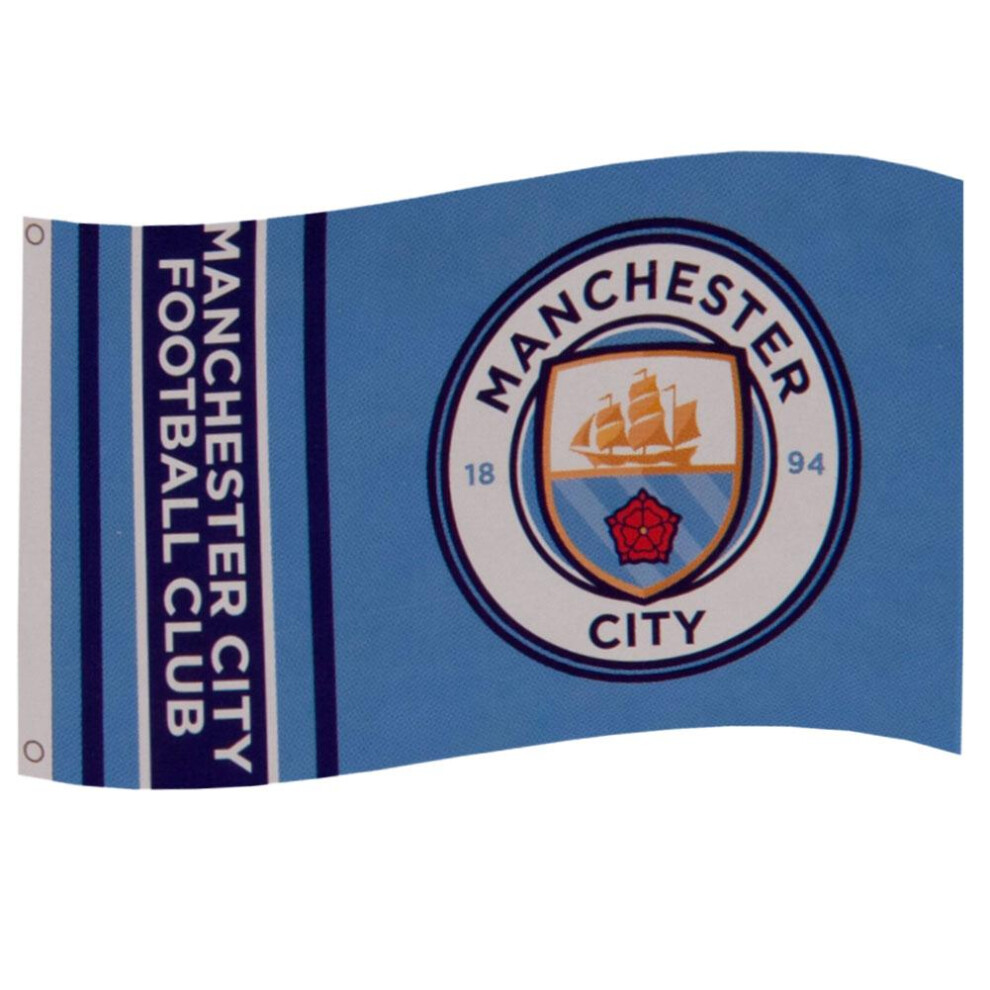 Manchester City Fc. Man City Wordmark Stripes Flag 5 X 3