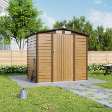 186.8cm H Outdoor Single Door Galvanized Steel Storage Shed, Tawny