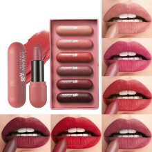 6 Colors Matte Velvet Nude Lipstick Kit Moisturizing Waterproof Makeup