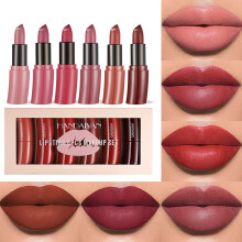 6pcs/set Curved Lipstick Velvet Matte Waterproof Lipsticks
