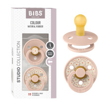 Colour Studio Soother 2-pack, BPA Free Dummy Pacifier, Round nipple. Natural Rubber Latex, Made in Denmark, Size 1 (0-6 Months), Blush mix