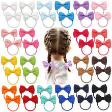 40 Pcs Bow Hair Bands for Toddlers Bow Bobbles Girls Hair Ties and Bows 2.75 Inch Ribbon Bows, Toddler Girls Hair Ties Elastic Hair Bands Hair Bobbles