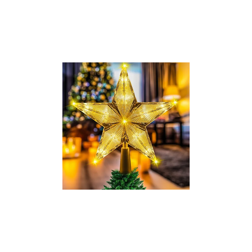 LED Lighted Star Shape Christmas Tree Topper Home Decoration