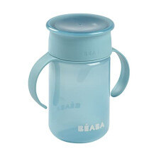 BEABA, 360 Training Cup with Anti-Drip Disc, Patented Anti-Leak System, from 12 Months, Removable Handles, with Hygienic Lid, Strong and Light, 340