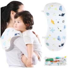 5 Pieces Muslin Burp Cloths, Premium 100% Cotton Hand Washcloths, 6 Layers Thicken Extra Soft and Absorbent, Adorable Patterns Perfect for Newborn