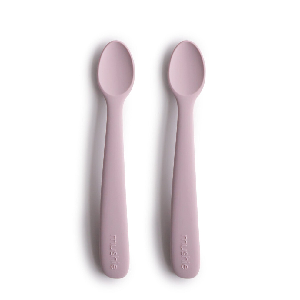 Baby Feeding Spoons | Bpa-Free Silicone Spoons 2-Pack | Dishwasher Safe Durable Toddler Utensils | Soft Lilac Mushie