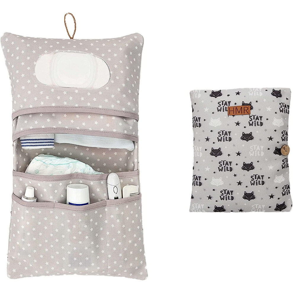 Diaper Bag Organizer And Cosmetic Bag 2In1 - Small Diaper Bag For On The Go Mom's Diapers Wipes Baby Organizer (Fox) Cream Hamur Home