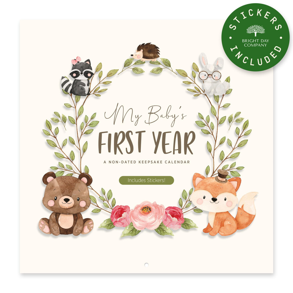 Bright Day Baby's First Year Calendar - 1St Year Tracker - Journal Album To Capture Precious Moments - Milestone Keepsake For Girl Or Boy Bright Day Calendars