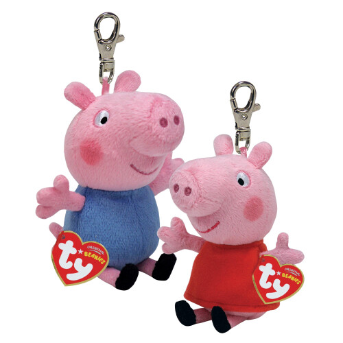 Peppa Pig George Pig Peppa Pig Clips Multipack Squishy Beanie Baby Soft Plush Toys Collectible Cuddly Stuffed Teddy Bears