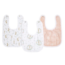 essentials Snap Baby Bib, 100% Cotton Muslin, 3 Layer Burp Cloth, Super Soft & Absorbent for Infants, Adjustable with Snaps, Pack, blushing bunnies,