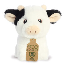 Aurora, 35072, Eco Nation Mini Cow, 5In, Soft Toy, Black & White - Plush Soft Toy