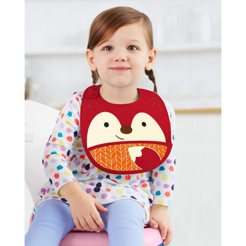 Skip Hop Zoo Fold and Go Silicone Bib Fox, Red 2