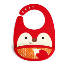 Zoo Fold and Go Silicone Bib Fox, Red