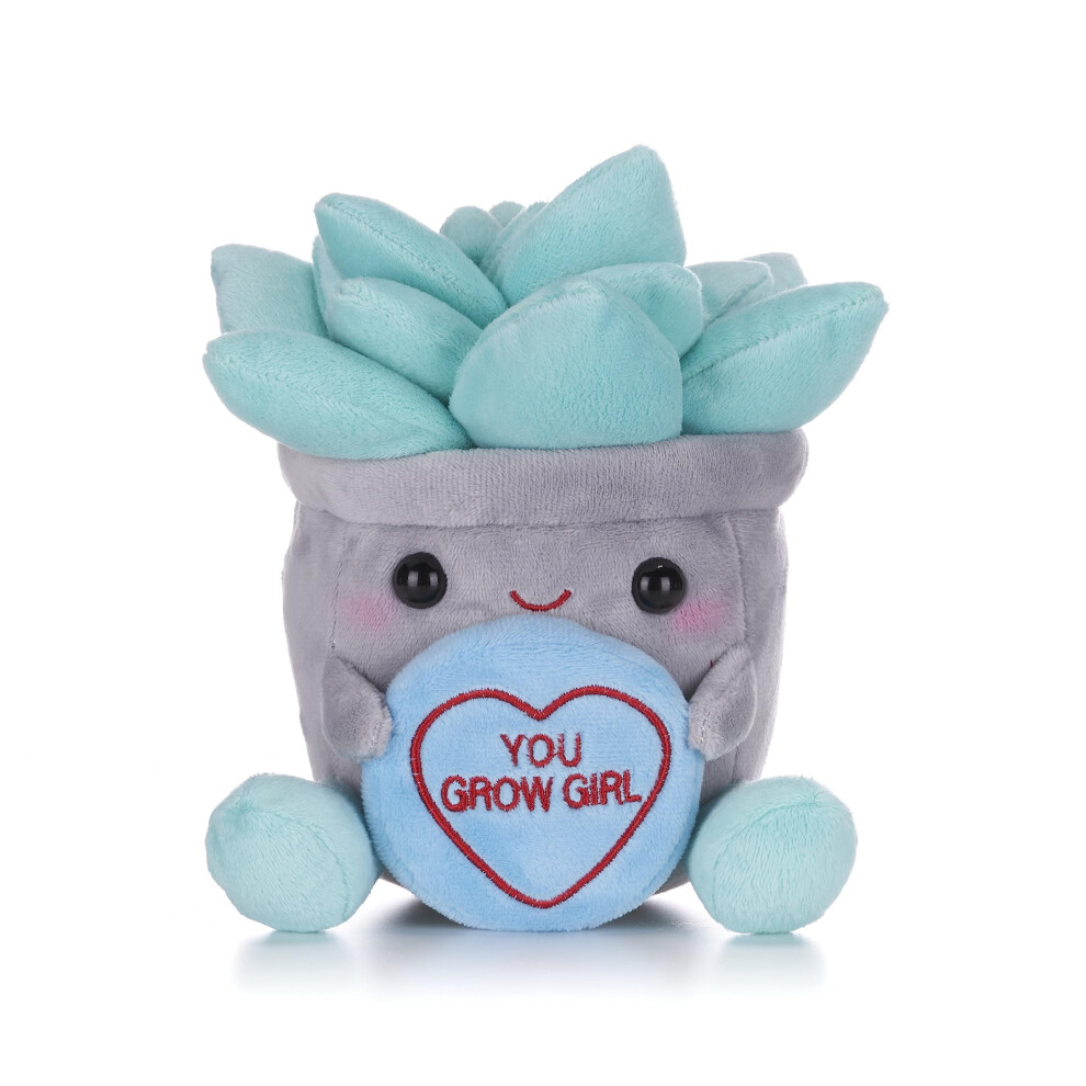 38022 Swizzels Love Hearts 7" (18cm) You Grow Girl Succulent Flowerpot Plant Plush Soft Toy