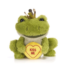 37686 Swizzels Love Hearts Freddie The Frog, ‘Kiss Me' 18cm (7-inches) Soft Toy, Green - Plush Soft Toy
