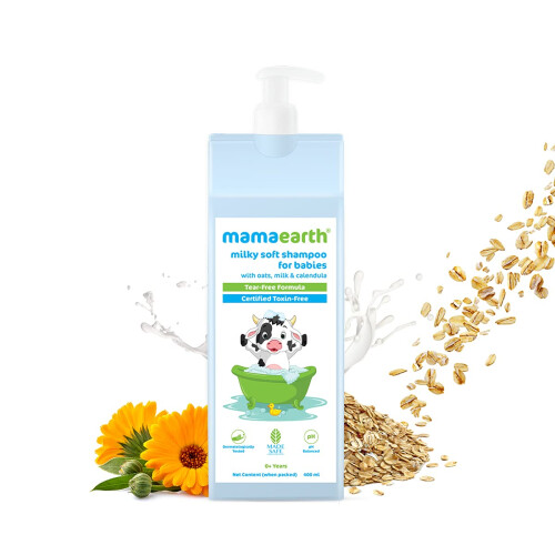 MAMAEARTH Shampoo Milky Soft per Bambini | Detersione Gentile con Latte d'Avena e Calendula | Nutriente per Capelli e Cuoio Capelluto 1
