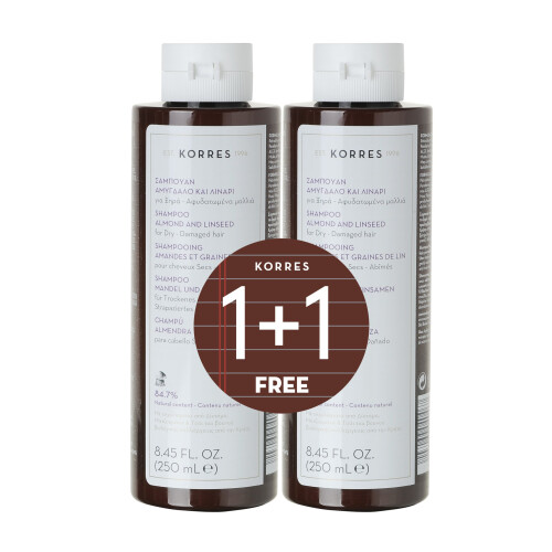 Korres 1 + 1 set Almond and Linseed Shampoo 500 ml (16.9 oz.)
