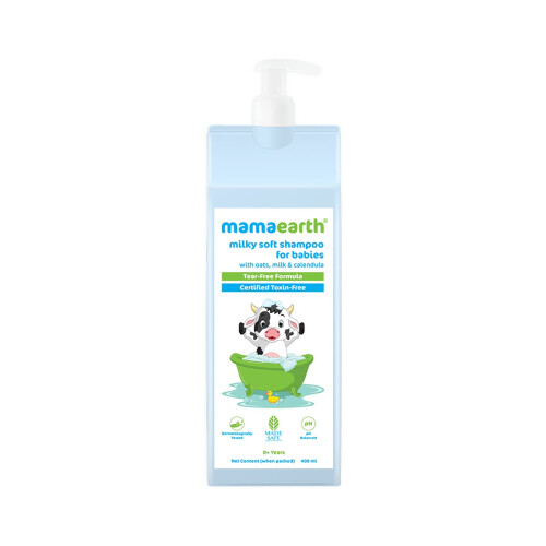 MAMAEARTH Shampoo Milky Soft per Bambini | Detersione Gentile con Latte d'Avena e Calendula | Nutriente per Capelli e Cuoio Capelluto