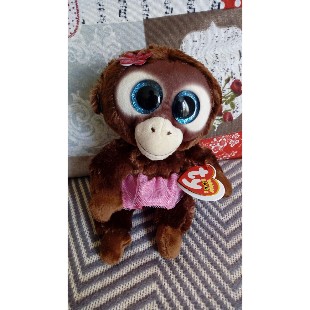 Nadya Monkey Beanie Boos Regular, Beanie Baby Soft Plush Toy, Collectible Cuddly Stuffed Teddy