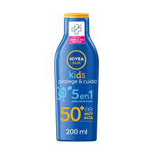 Kids Protect & Care FP50+ Sun Milk (1 x 200 ml), Water Resistant Children's Sunscreen Very High Sun Protection for Children