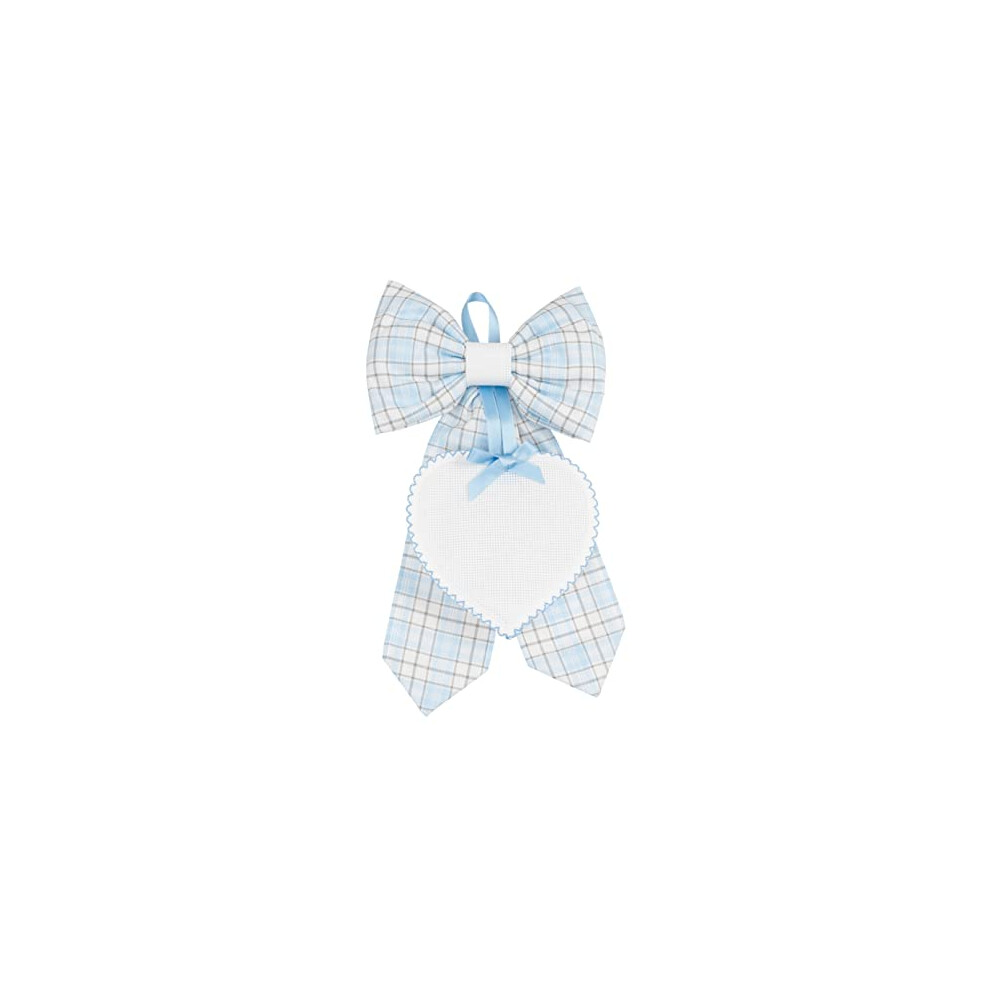 Birth Ribbon With Heart-Shaped Pendant In Aida 55 Holes To Embroider, Made Of Cotton, Ideal To Hang To Announce The Birth Of A Baby, 100% Made In Filet