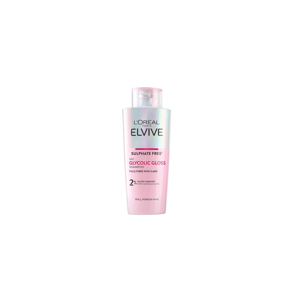 Elvive Glycolic Gloss Shampoo, With Gloss Complex and Glycolic Acid, Fills and Seals Hair Fibres, For Long-lasting, Smooth and Shiny Hair, Sulphate