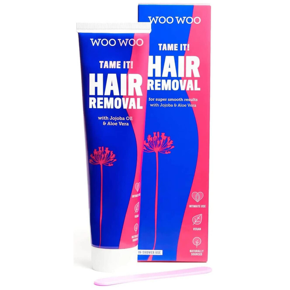 Woowoo Cream Tame It! Natural Intimate Hair Removal - Painless Vegan Hair Remover For Sensitive Skin - Depilatory For Genitals, Bikini, Legs & Bum - Women In