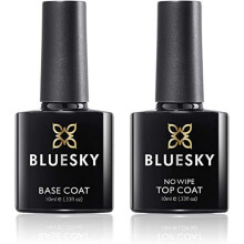 Gel Nail Polish Set, 9th Anniversary Set 1, Base Coat and No Wipe Top Coat, Long Lasting, Shiny, High Gloss Finish, Clear 2 x 10 ml (Requires Curing