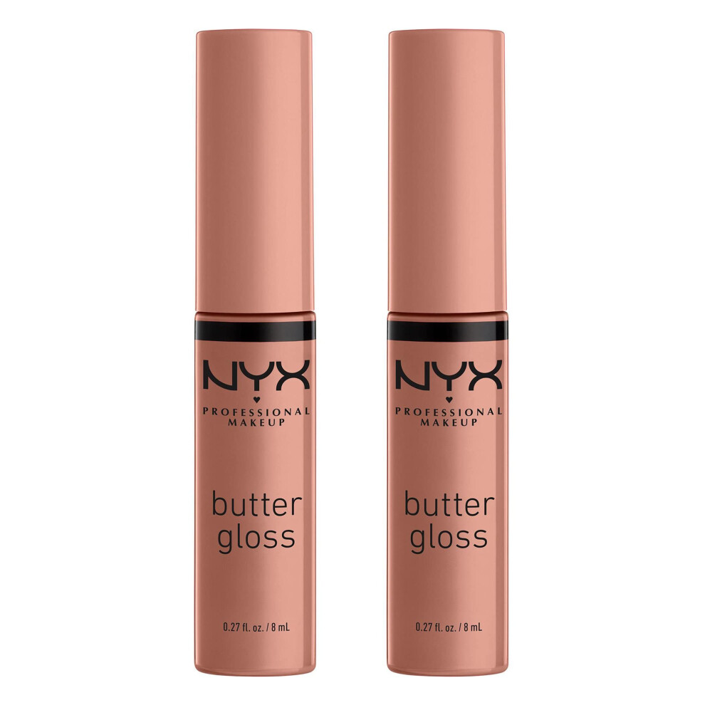 NYX Professional Make Up Butter Gloss, Non-Sticky Lip Gloss, Madeleine, Duo Pack