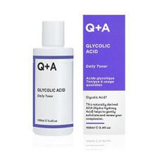 Q+Un miscela di toner giornaliero di acido glicolico di ingredienti super idratante e illuminante per la pelle liscia setosa. 100 ml