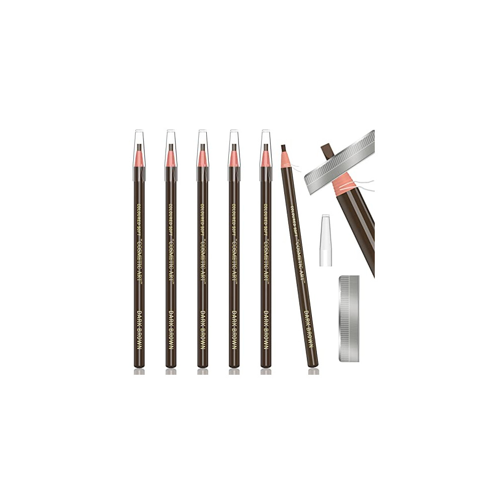 Kaiqikaixi Waterproof Eyebrows Pencil Tattoo Makeup And Microblading Supplies Kit-Permanent Eye Brow Liners In 5 Colors Waterproof Eyebrow Pencils Peel - Brow