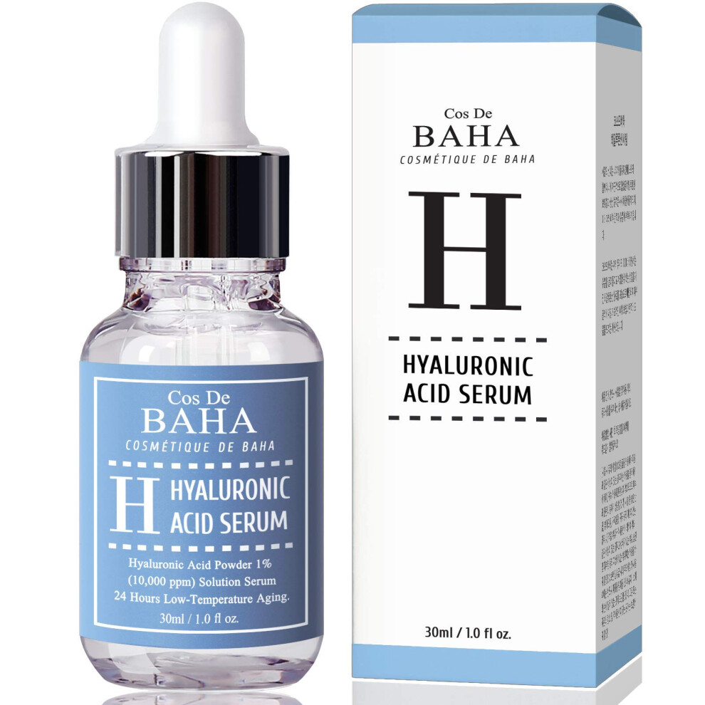 Cos De Baha Pure 100 Hyaluronic Acid Serum For Face By Cosdebaha, Anti Aging Moisturizer, Natural Collagen Plumping Booster, Anti Wrinkle Formula! Drop Of Youth,