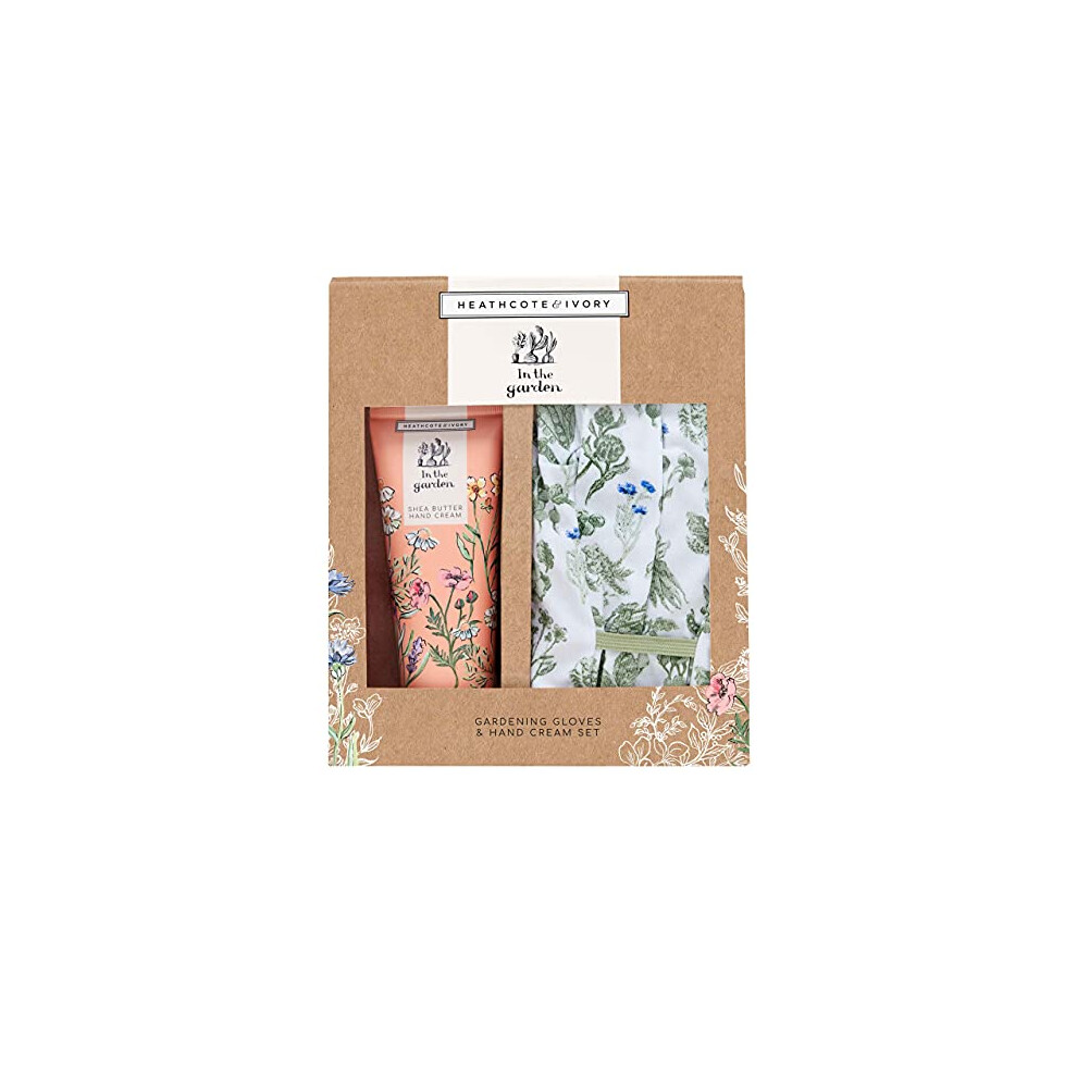 In The Garden Gardening Gloves Set and Shea Butter Hand Cream Gift Set | Gardening Gifts for Women | Hand Care | Vegan Hand Cream | Gardening