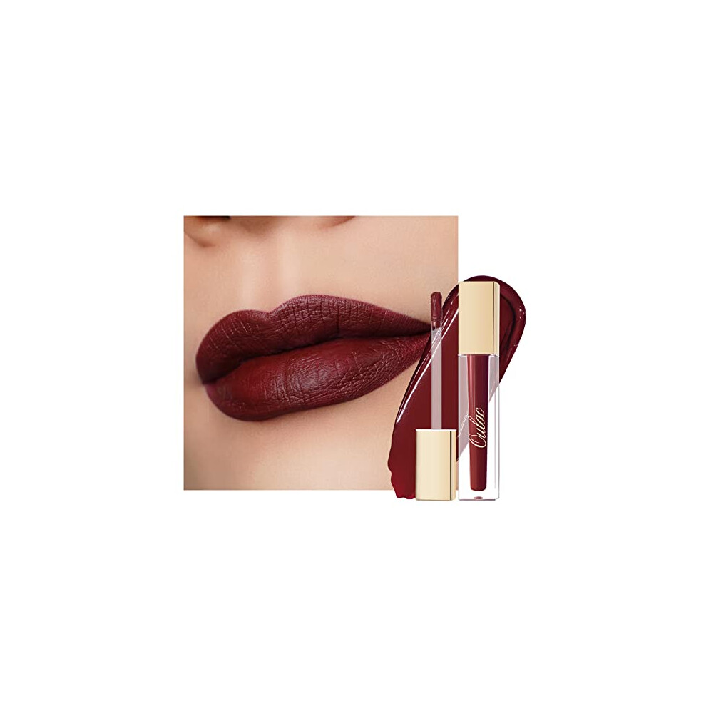 Oulac Red Matte Liquid Dark Lipstick For Women, Long Lasting Lip Stain, Waterproof Highly Pigmented Creamy Formula Lipstick With Vitamin E, Vegan, 4.5Ml