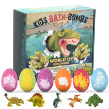 6 Pack Bath Bombs for Kids with Surprise Dinosaurs Toys Inside, Handmade Large Bath Bombs Gift Set, Natural Essential Oil SPA Bath Fizzies Set,