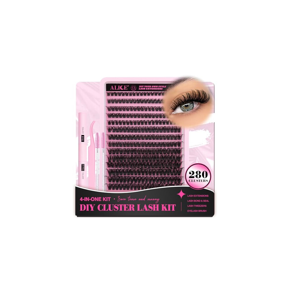 Alice Diy Eyelash Extension Kit D Curl Fluffy Wispy Lash Clusters Individual Lashes Lash Extension Kit With Lash Bond And Seal Applicator Tool For Self