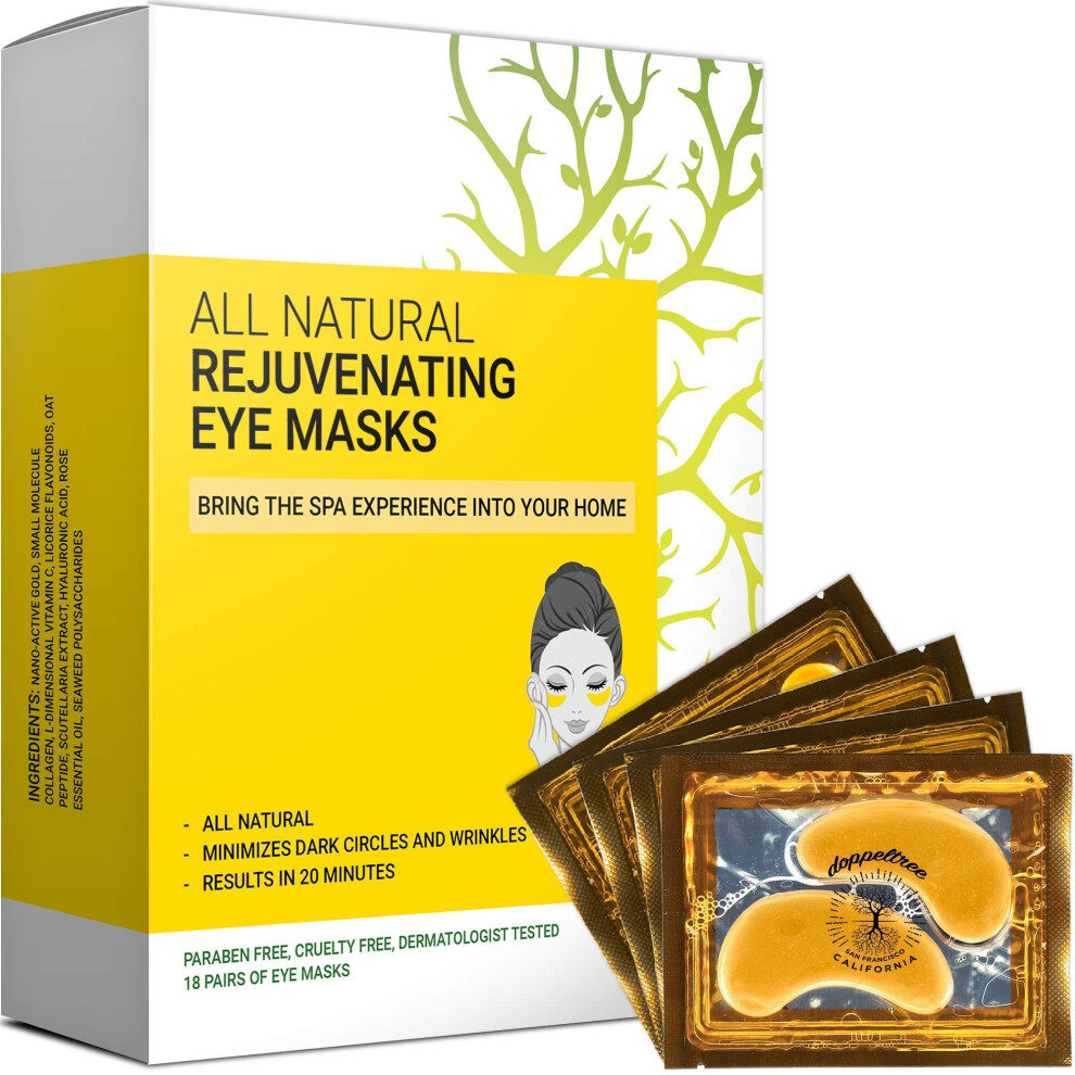 Under Eye Patches & Masks for Dark Circles, Puffy Eyes - 24K Gold Anti-Aging Collagen Hydrogel Pads for Puffiness, Bags and Wrinkles - Formulated in