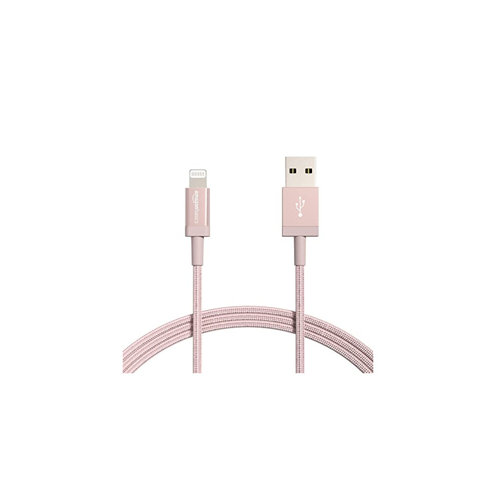 Nylon Braided USB-A To Lightning Cable - MFi Certified iPhone Charger, 1.8 m, Rose Gold