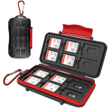 SD Card Holder Case for 12 SD SDXC SDHC Cards + 12 TF Micro SD SDXC SDHC Cards, Waterproof and Shockproof Memory Card Case Holder With Carabiner,