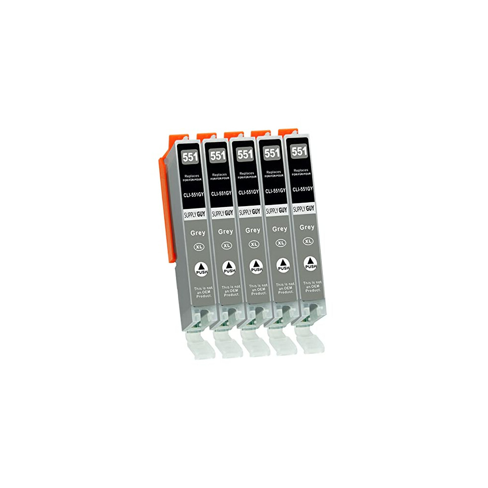 5 Ink Cartridges Compatible With Canon Cli-551 With Chip And Level Indicator For Canon Pixma Ip8700 Ip8750 Mg6300 Mg6350 Mg7100 Mg7150 Mg7500 Grey 4038998400348