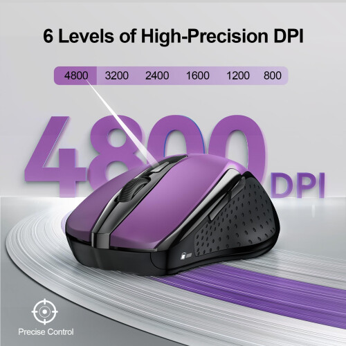 TeckNet Bluetooth Mouse, 4800DPI Wireless Mouse Computer Silent Click USB Mice Bluetooth 3.0/5.0 and 2.4GHz Connectivity Mouse with 6 Adjustable DPI, 30 2