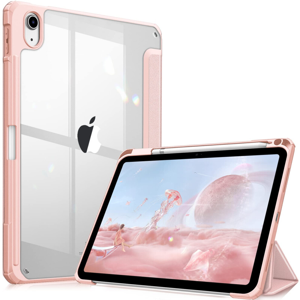Hybrid Case Compatible with iPad 10th Generation 2022 (10.9 Inch) - [Ultra Slim] Shockproof Clear Cover with Built-in Pencil Holder, Auto Wake/Sleep,