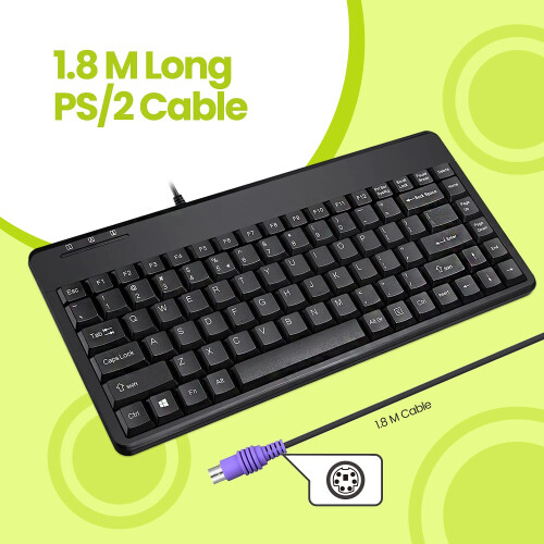 PERIBOARD-409P Wired PS2 Mini Keyboard, Black, UK Layout 1