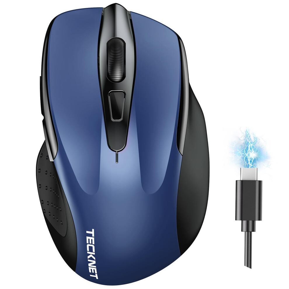 Bluetooth Mouse, Rechargeable Bluetooth Wireless Mouse(Tri-Mode: BT 5.0/3.0+2.4G), 4800DPI Adjustable, Silent Ergonomic Wireless Mouse for Laptop PC