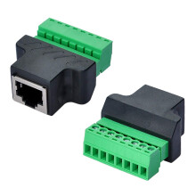 RJ45 Female To 8 Pin Screw Term Block Terminal Connector Cat7 Cat6 Cat5 Cat5e Ethernet Cable Extender Adapter CCTV Digital DVR Network Adapter In-Line