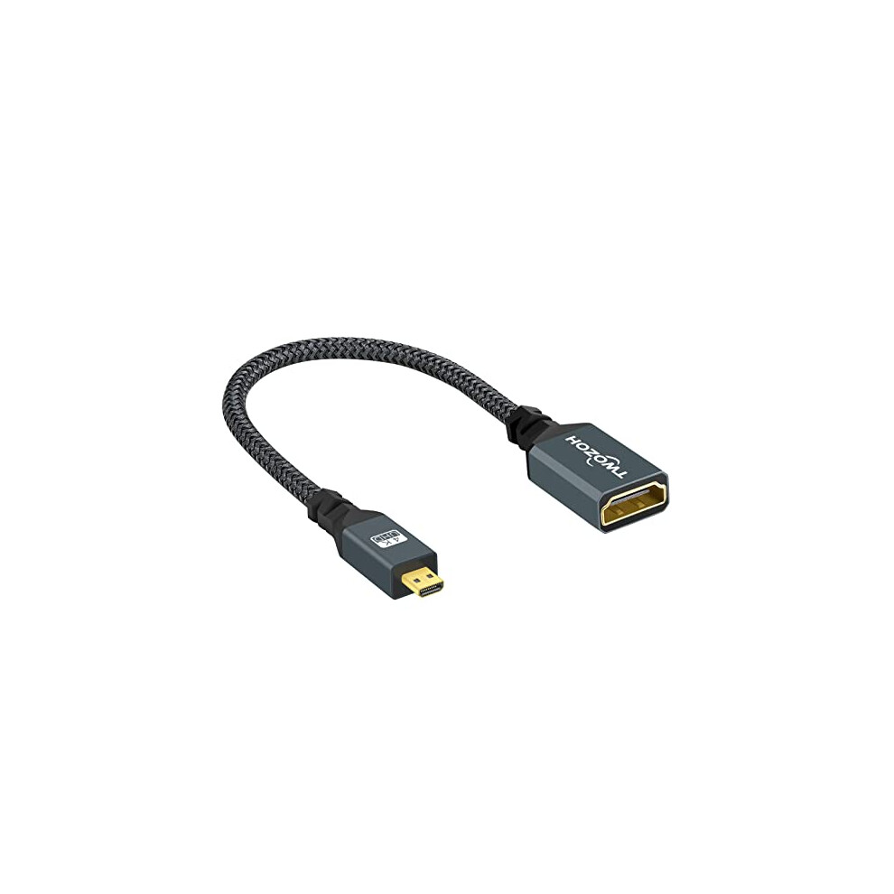 Micro HDMI to HDMI Adapter Cable, Nylon Braided Micro HDMI Male to HDMI Female Cord (Type D to Type A) Support 4K/3D Compatible with GoPro Hero 7