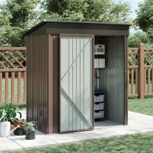 5.27x3.08ft Garden Storage Shed Metal Shed Pent Roof with Lockable Single Door