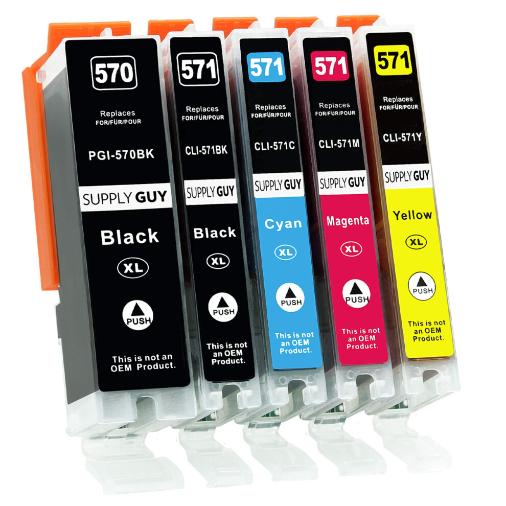 5 Ink Cartridges Compatible With Canon Pgi-570 / Cli-571 For Canon Pixma Mg5750 Mg5751 Mg5752 Mg5753 Mg6850 Mg6851 Mg6852 Mg6853 Ts5050 Ts5051 Ts5053 4038998400478