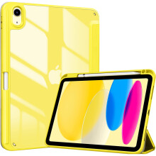 voor iPad 10e generatie hoes met penhouder 2022 10,9 inch, doorzichtige achterkant iPad 10 hoes, 10e generatie iPad hoes voor A2696 A2757 A2777 - Geel