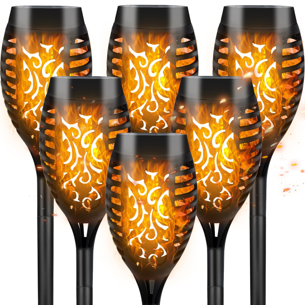 Cnmtcco Solar Lights Outdoor Garden, 6 Pack Solar Flickering Dancing Flame Lights, Waterproof Solar Torch Lights Landscape Lighting For Garden Patio Pathways
